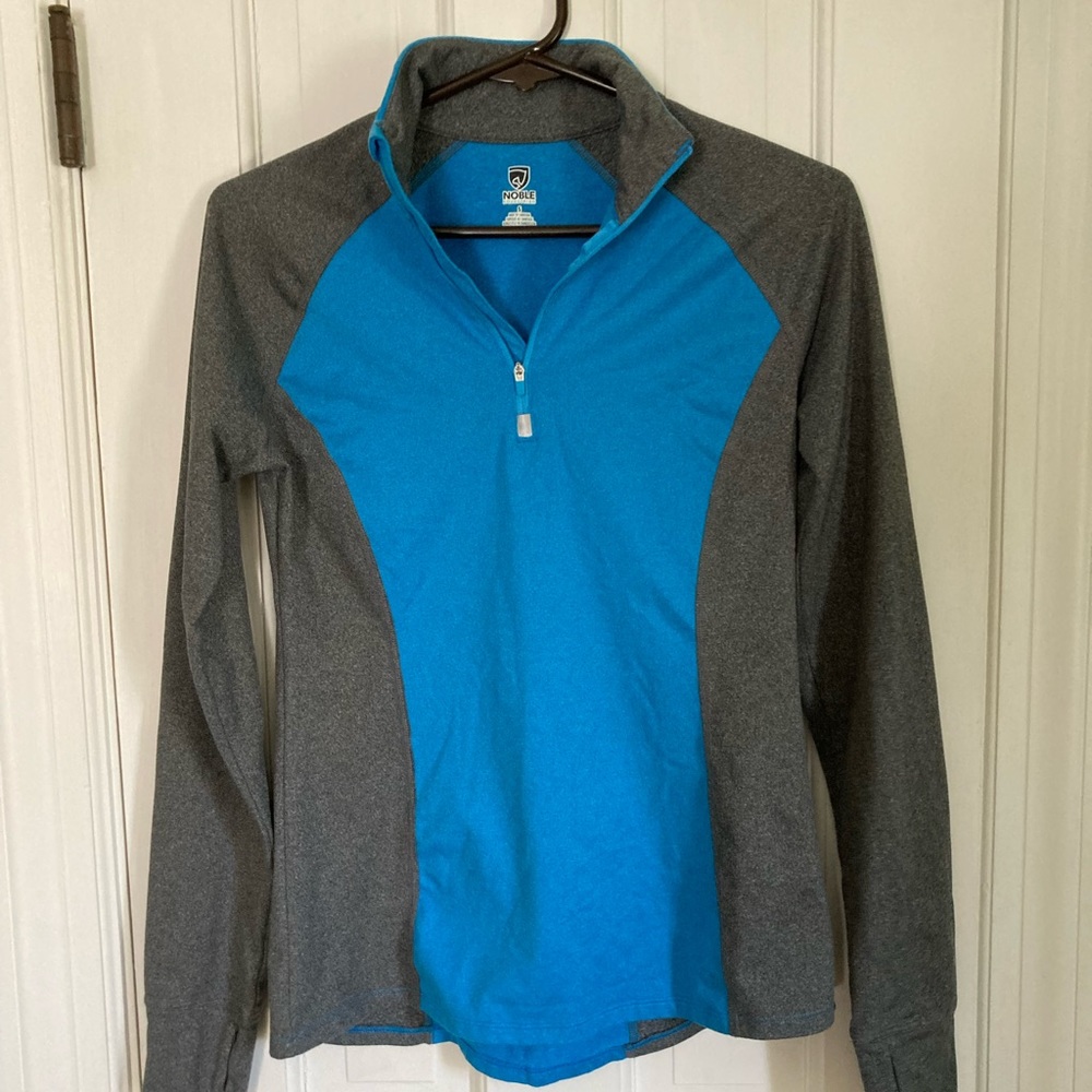 Noble Equestrian quarter zip shirt. Blue and gray. Size Small. Like new.